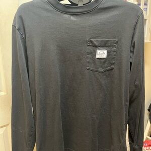 Men'sHerschel Supply Company Black Long Sleeve pocket  T Shirt